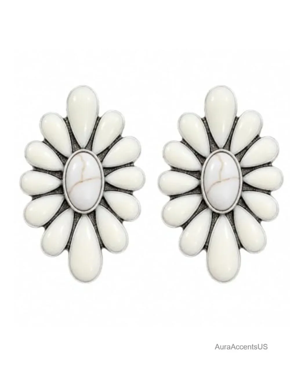 Boho Western Turquoise Geometric Flower Dangle Earrings for Women Drop
